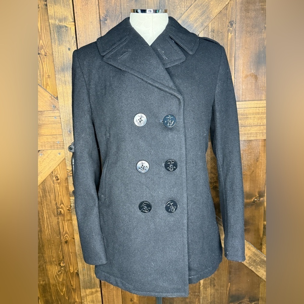 DSCP Quarterdeck Collection Wool PeaCoat Black US Navy Uniform Women's Size 10R